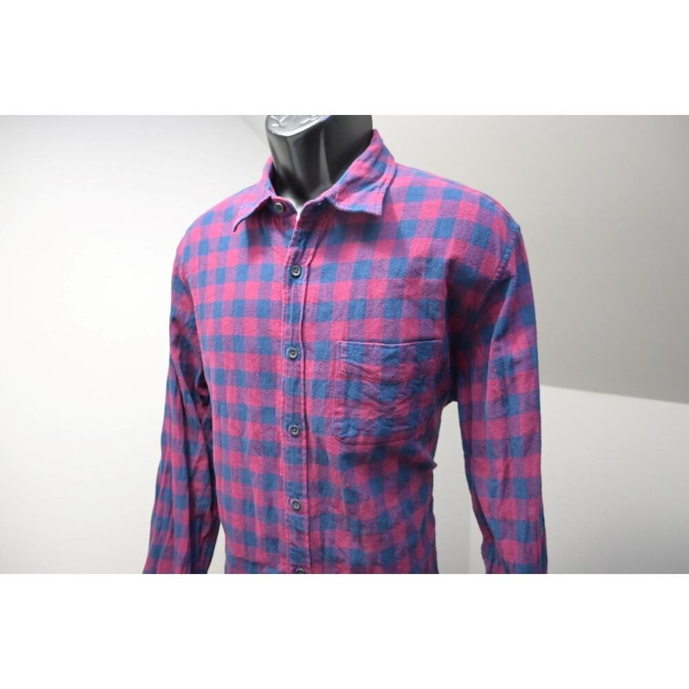 J Crew Slim Fit Flannel Camp Shirt Button Up Plaid Long Sleeve Mens‎ Sz Large